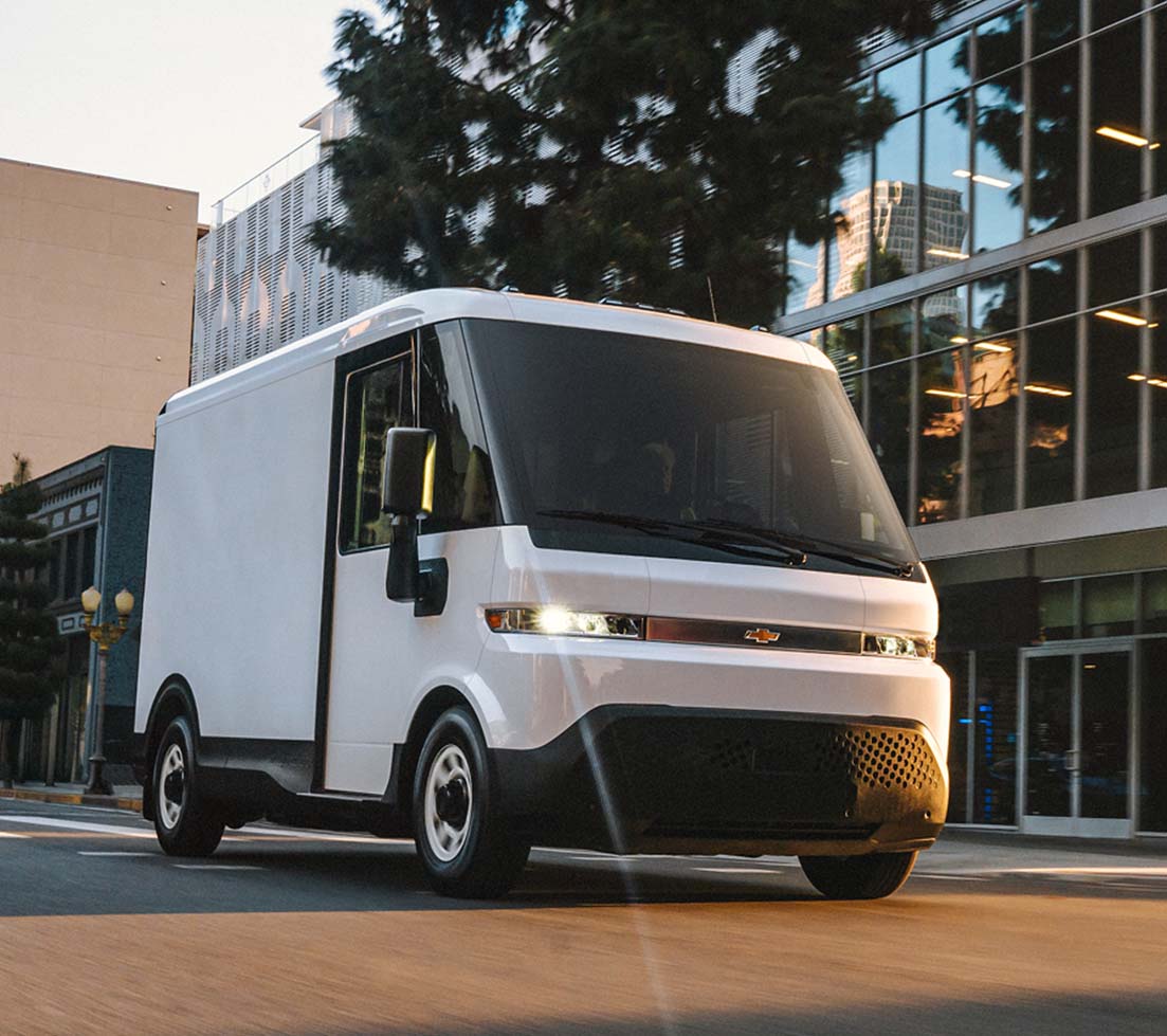 Chevrolet BrightDrop driving on a city street